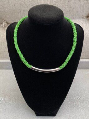 Dyrberg/Kern Sona braided leather necklace light green